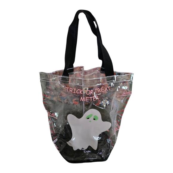 Vintage Old Navy Trick or Treat Bag Clear Tote Halloween Ghost Candy Meter Y2K - Picture 1 of 5